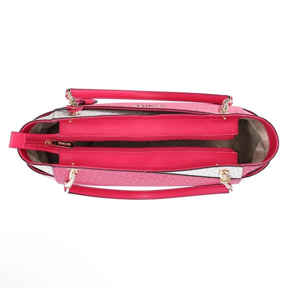 Michael Kors Jet Set Travel Large Chain Shoulder Tote Bag MK Electric Pink Multi - Picture 9 of 9